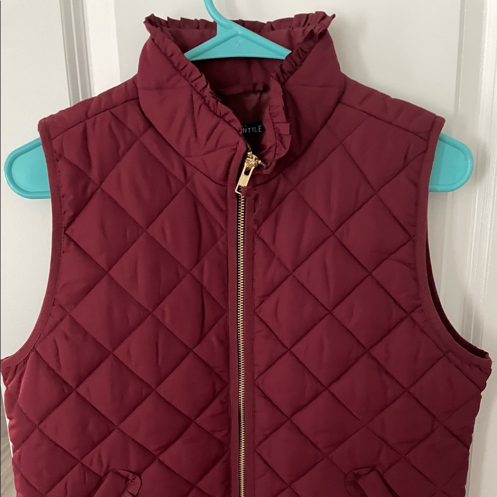 J Crew Maroon Vest w/ Gold Zipper- NWT